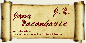Jana Macanković vizit kartica